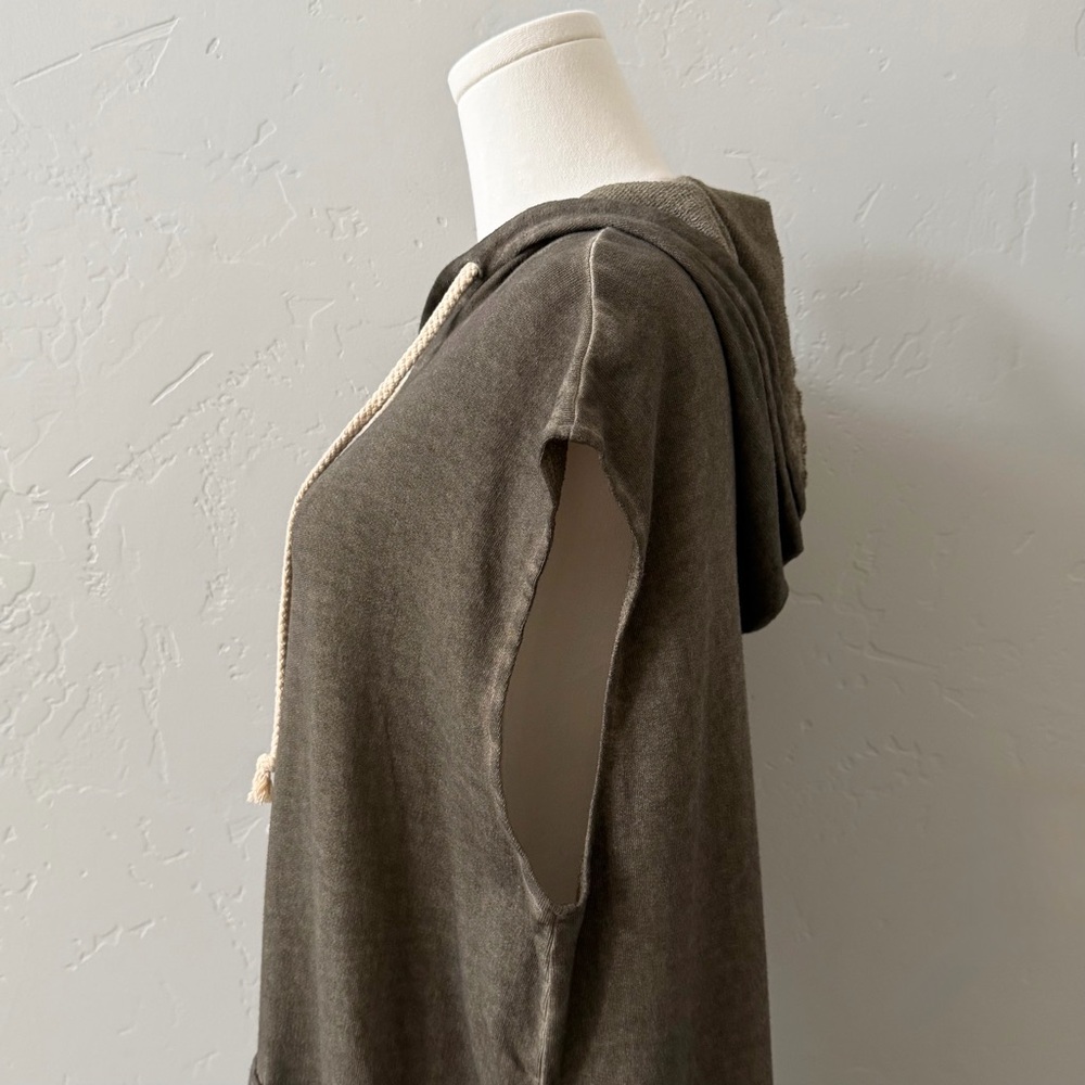 POL Mineral Wash Olive Sleeveless Hoodie T-Shirt Dress SMALL - Picture 6 of 13